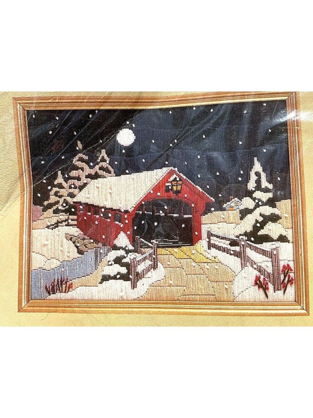 The Creative Circle Embroidery Kit #2520 Snow Covered Bridge